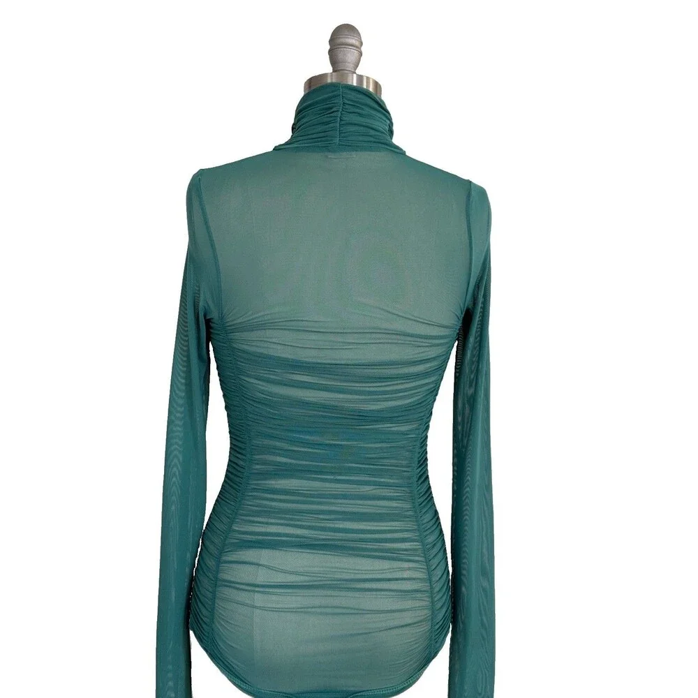 NWOT Free People Under It All Sheer Bodysuit Women Sz S Spruce Rushed Boho NWOT